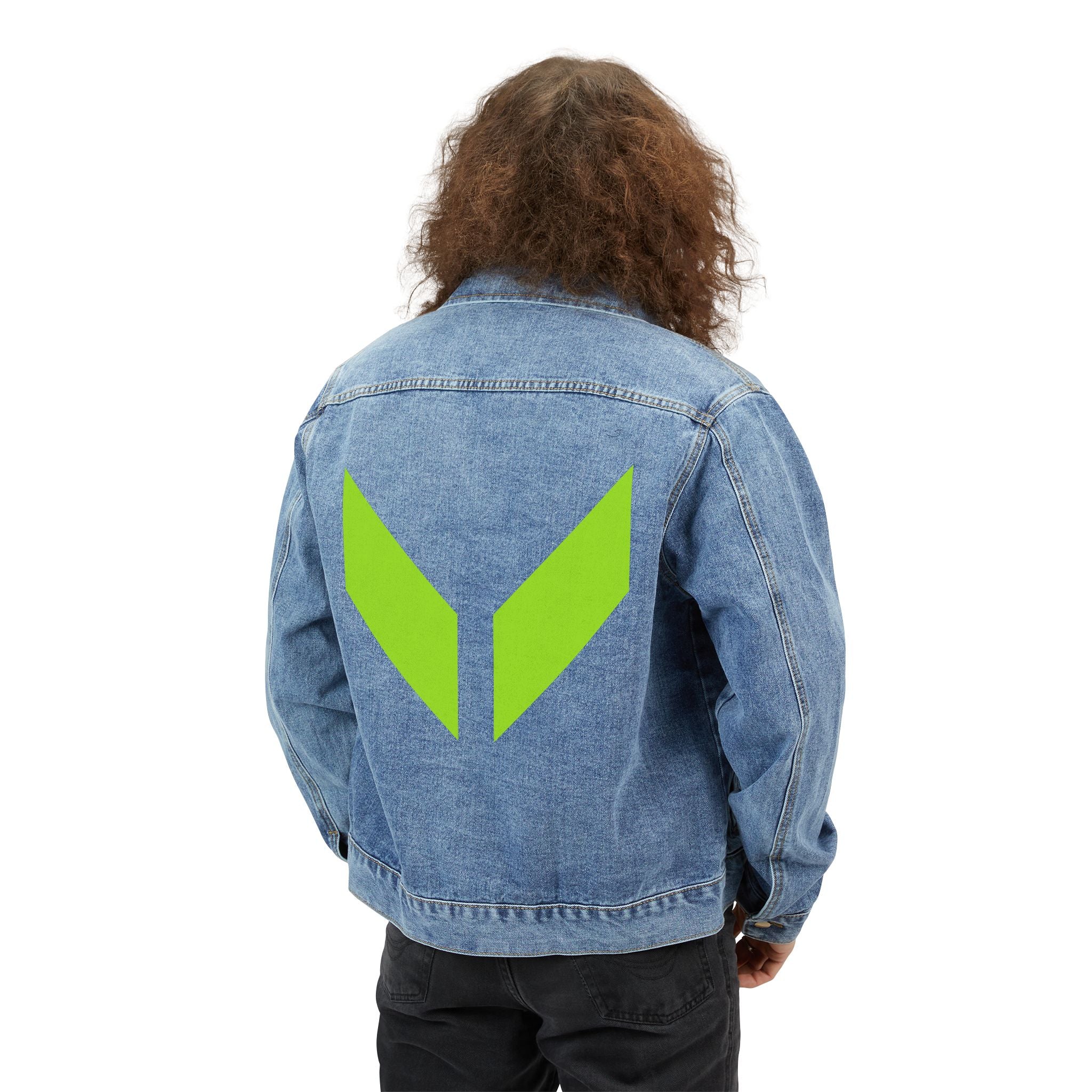 Stylish Men's Denim Jacket with Bold Green Design, Casual Wear, Layering Piece, Everyday Fashion, Trendy Gift