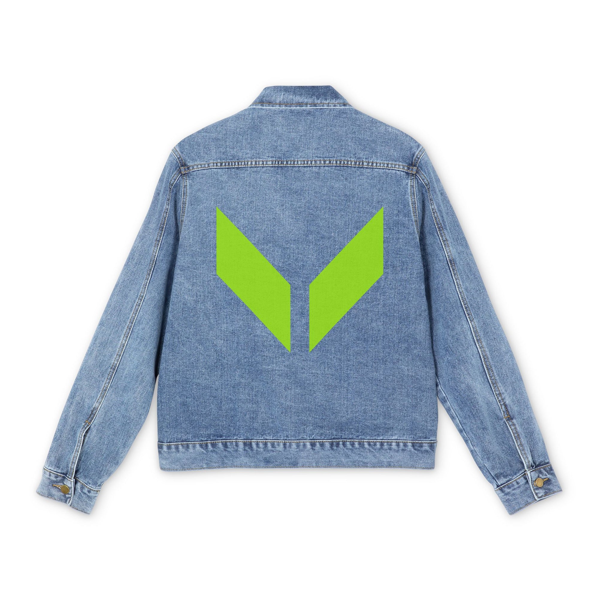 Stylish Men's Denim Jacket with Bold Green Design, Casual Wear, Layering Piece, Everyday Fashion, Trendy Gift